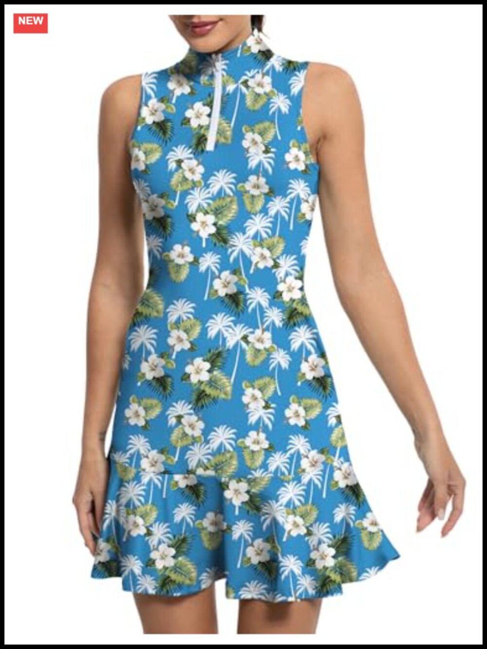 Tennis Dress for Women with Inner Shorts Pocket Sleeveless Zip Up